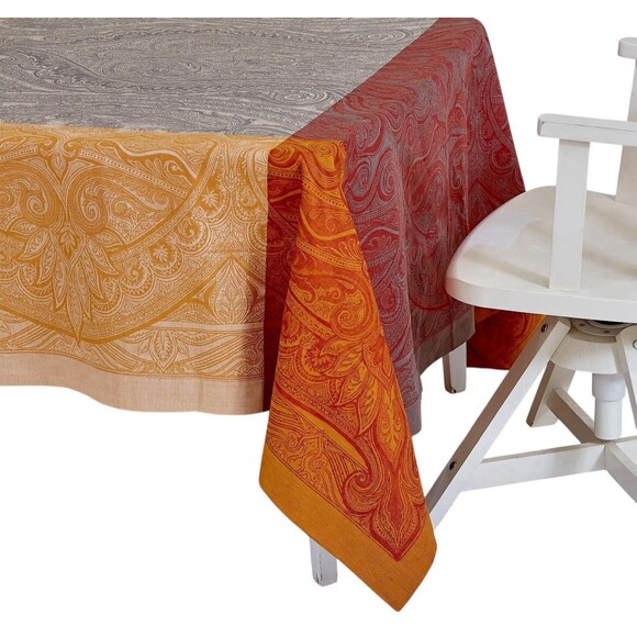 Williams Sonoma French Jacquard Tablecloth 70x108 Fall Harvest Thanksgiving EUC - Picture 2 of 9